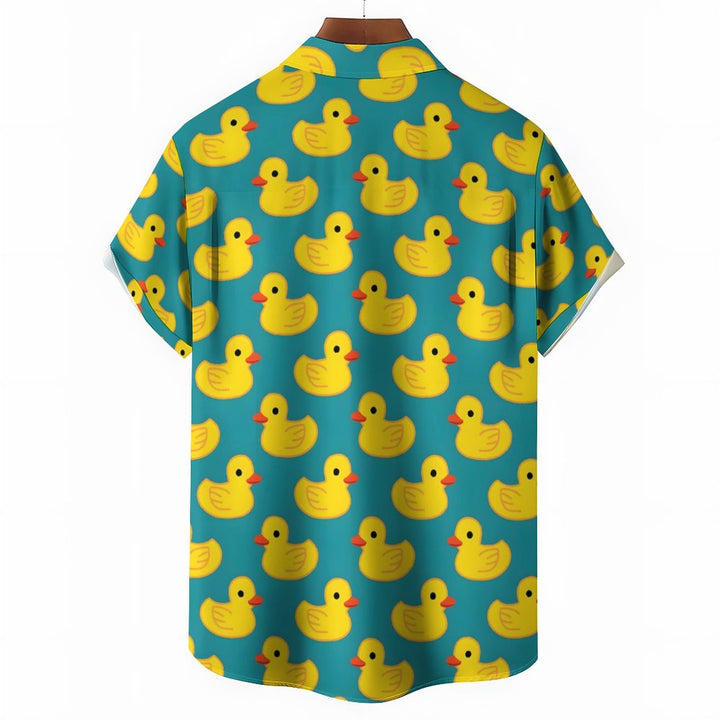 Men's All Over Print Duck Vacation Short Sleeve Shirt 2305104066