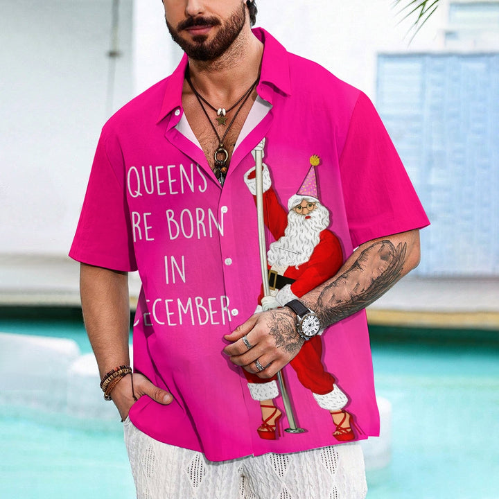 Men's Christmas Fun Santa Claus Print Short Sleeve Shirt 2411008763