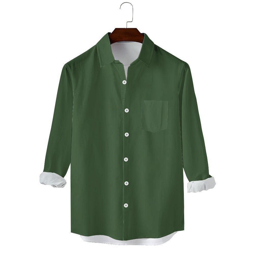Men's Casual Solid Color Long Sleeve Shirt 2312000452