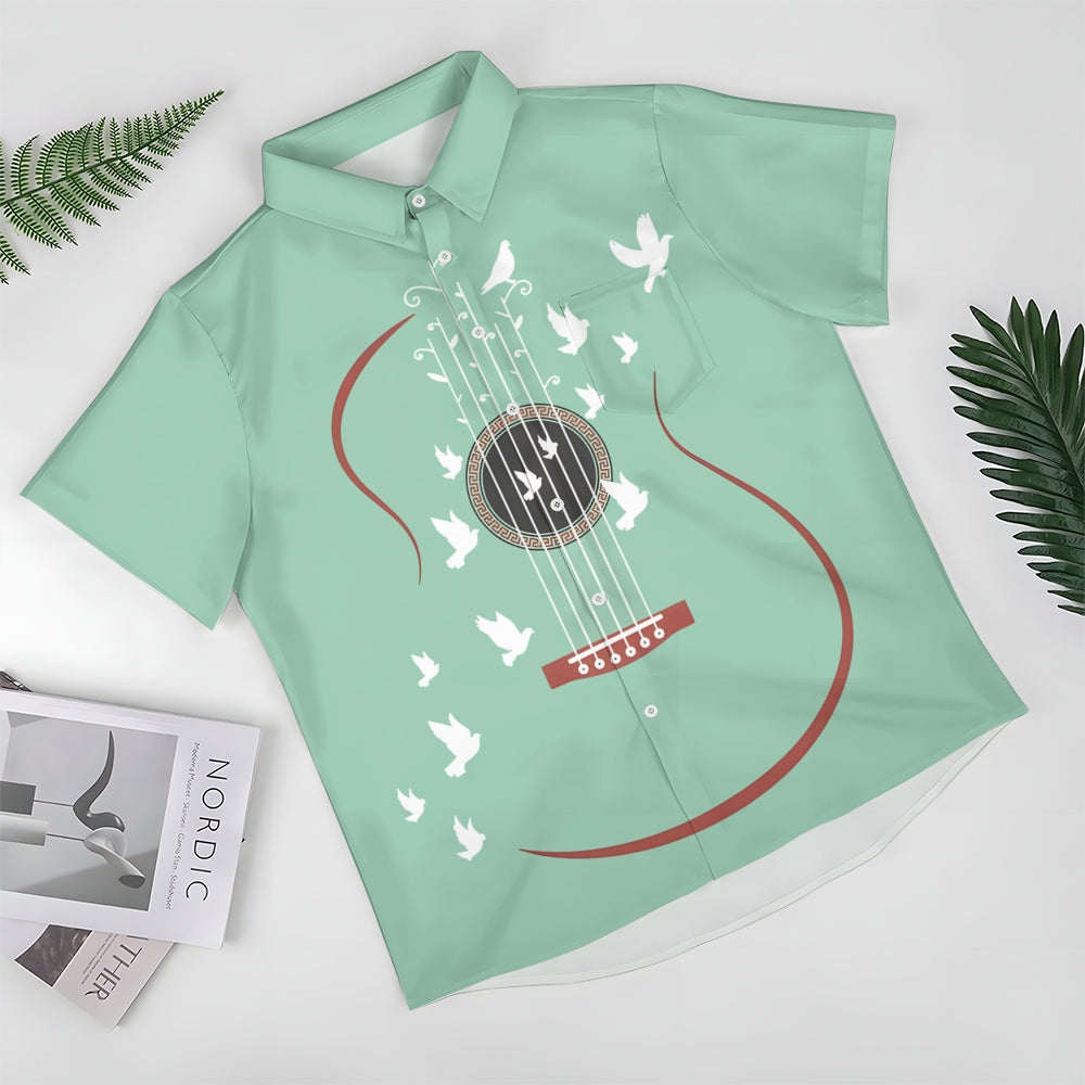 Guitar Pigeon Casual Short Sleeve Shirt 2501005311