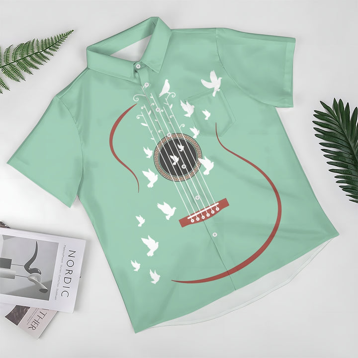 Guitar Pigeon Casual Short Sleeve Shirt 2501005311