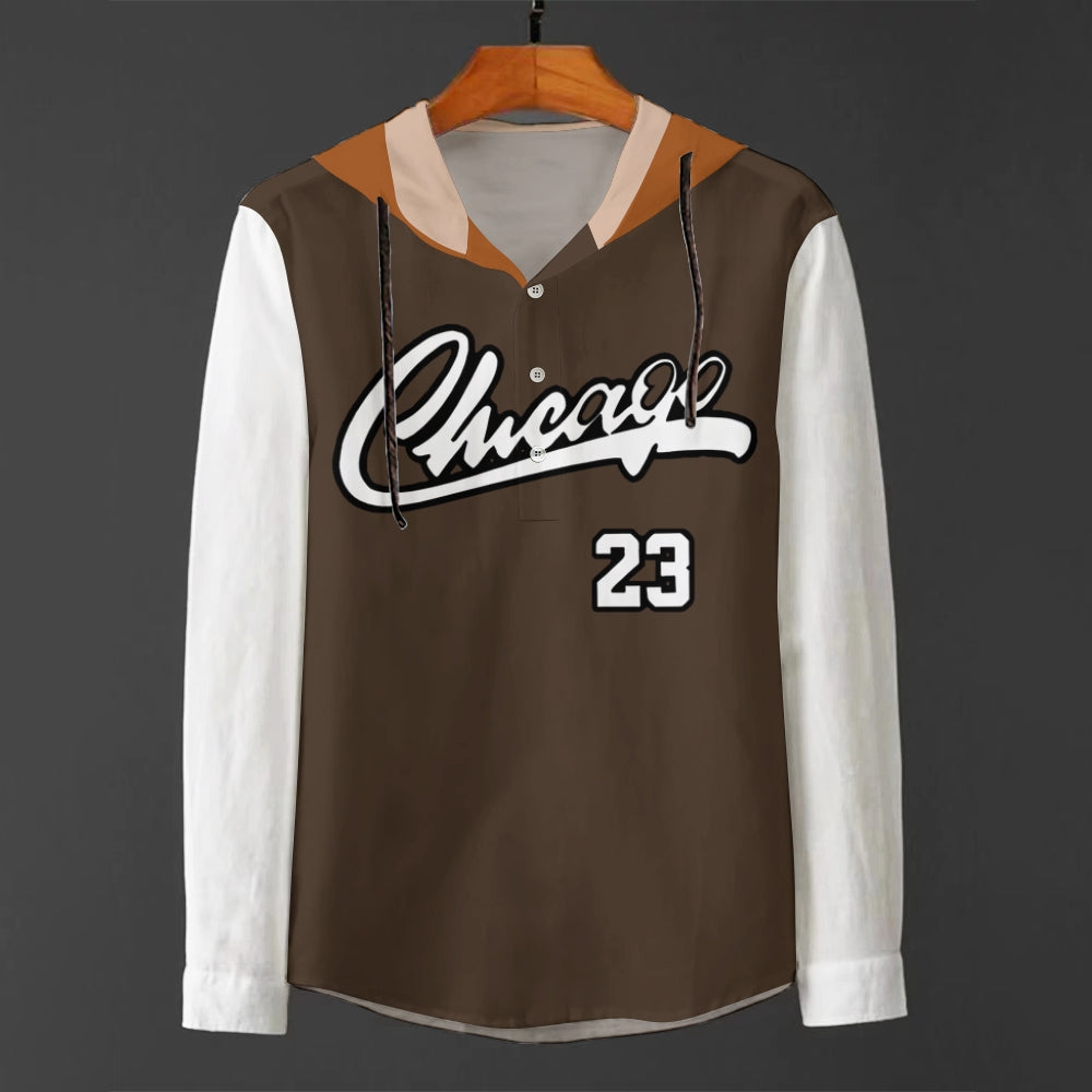 Men's Sportswear Colorful Chicago 23 Print Long Sleeve Hooded Shirt