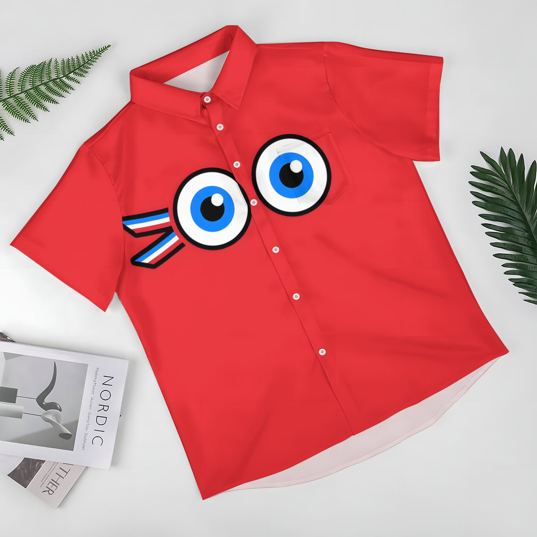 Men's Olympics Mascot Casual Short Sleeve Shirt 2404000473