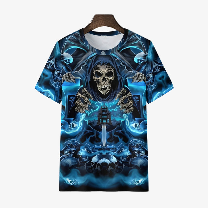Halloween Skull Print Casual Short Sleeve T-Shirt 2408006920