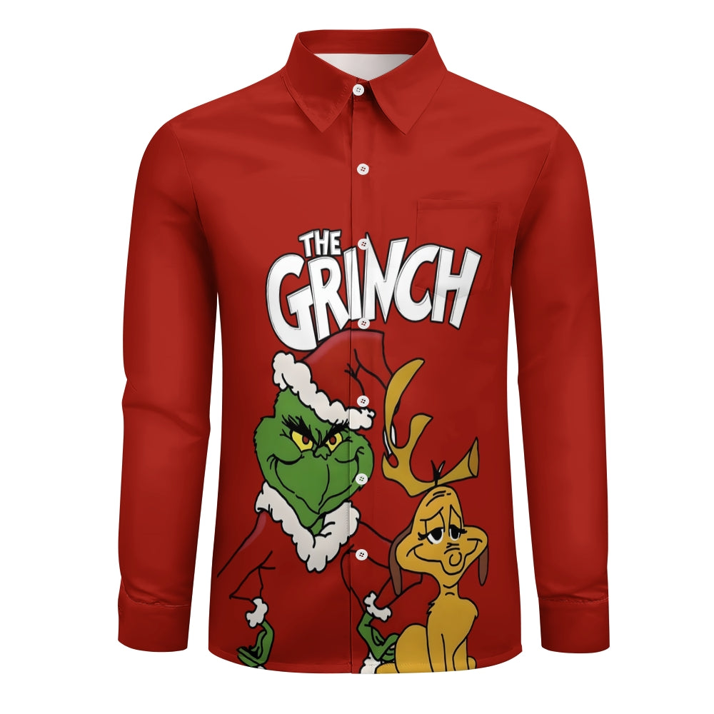 Cartoon Character Christmas Prints Long Sleeve Shirt