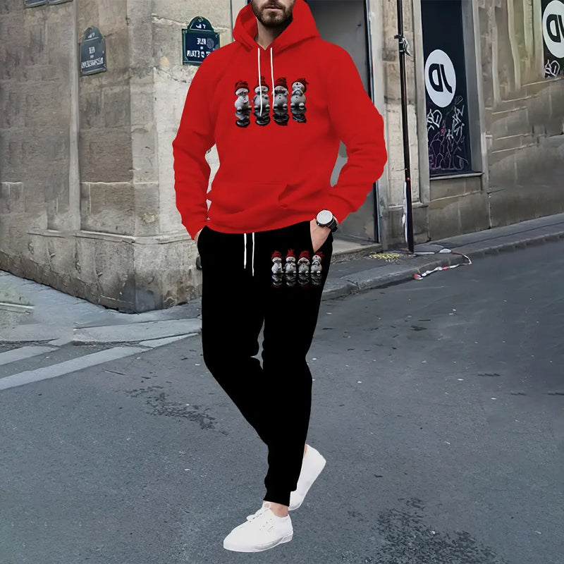 Men's Casual Christmas 3D Print Hoodie & Pants Set 2410004214