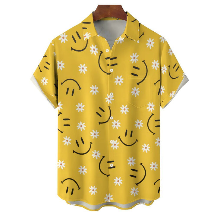 Men's Floral Smiley Short Sleeve Graphic Shirt 2305103935