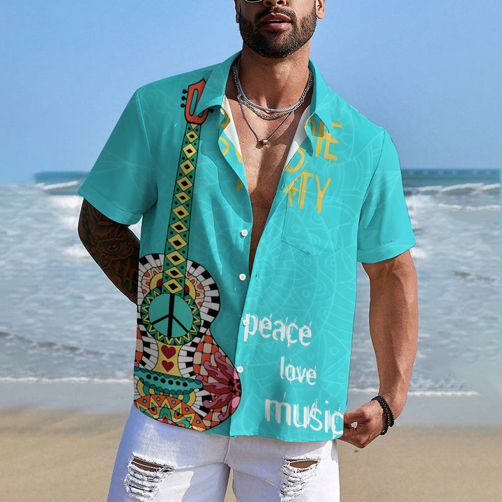Love and Peace Guitar Short Sleeve Shirt 2501001817