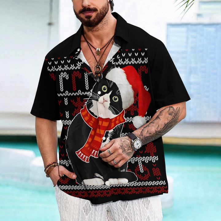 Men's Christmas Cat Casual Short Sleeve Shirt 2410001528