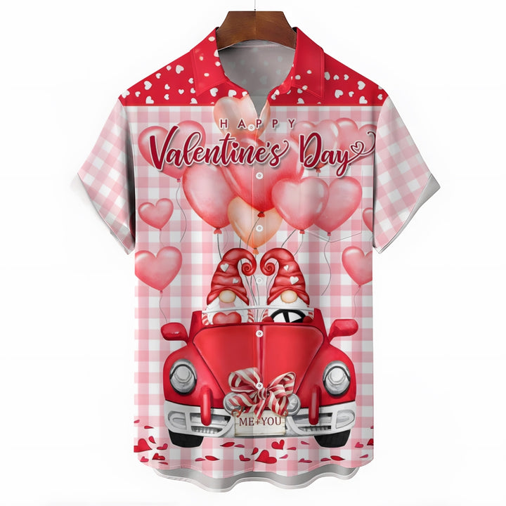 Happy Valentine's Day Casual Short Sleeve Shirt 2501001770