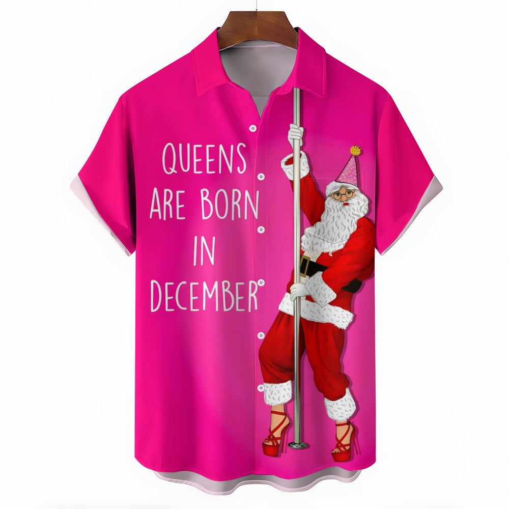 Men's Christmas Fun Santa Claus Print Short Sleeve Shirt 2411008763