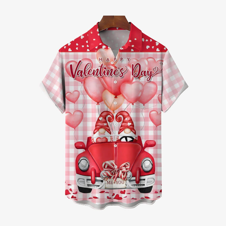 Happy Valentine's Day Casual Short Sleeve Shirt 2501001770