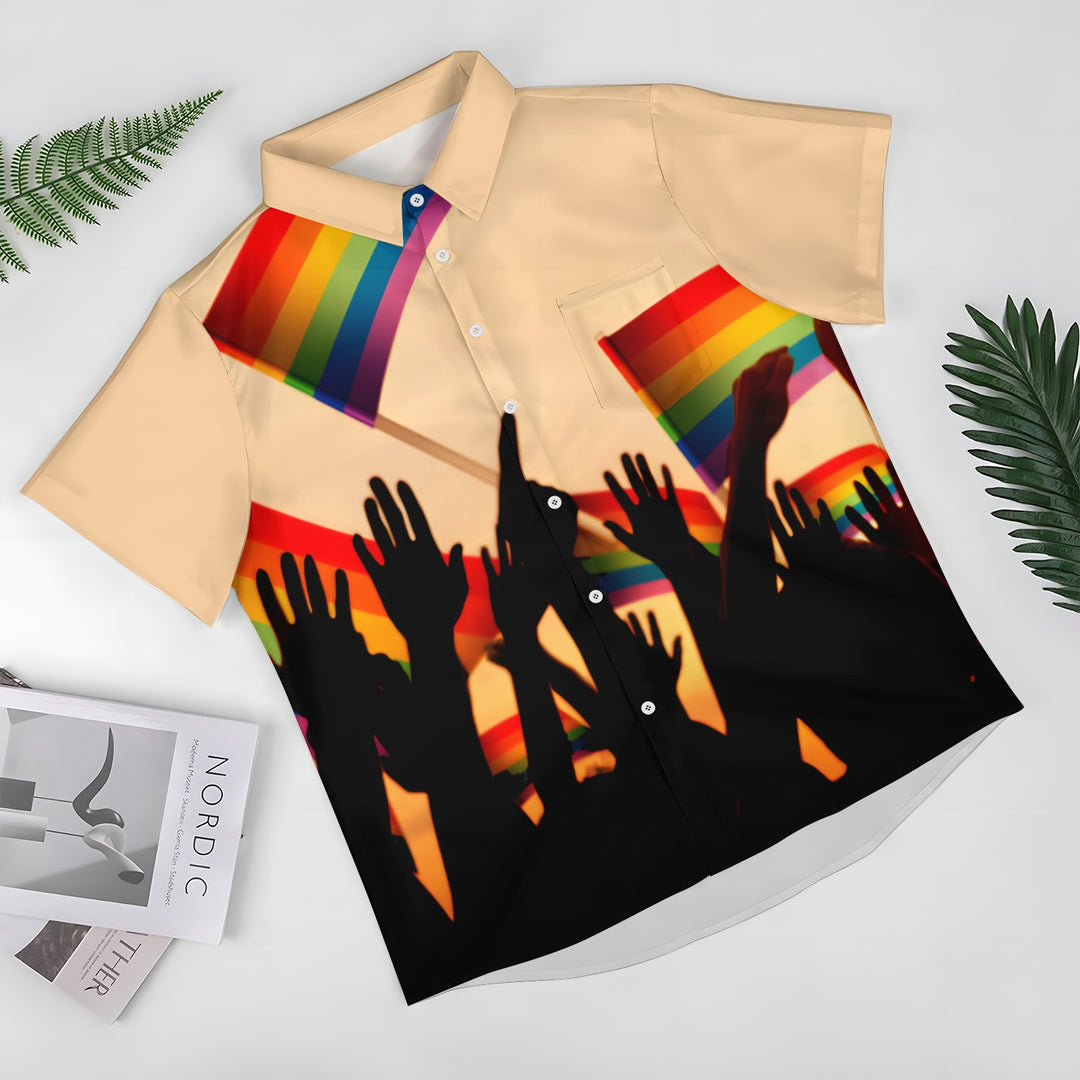 Rainbow Flag Pride Month Casual Short Sleeve Shirt 2404001805