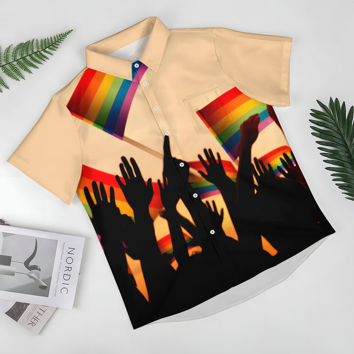 Rainbow Flag Pride Month Casual Short Sleeve Shirt 2404001805
