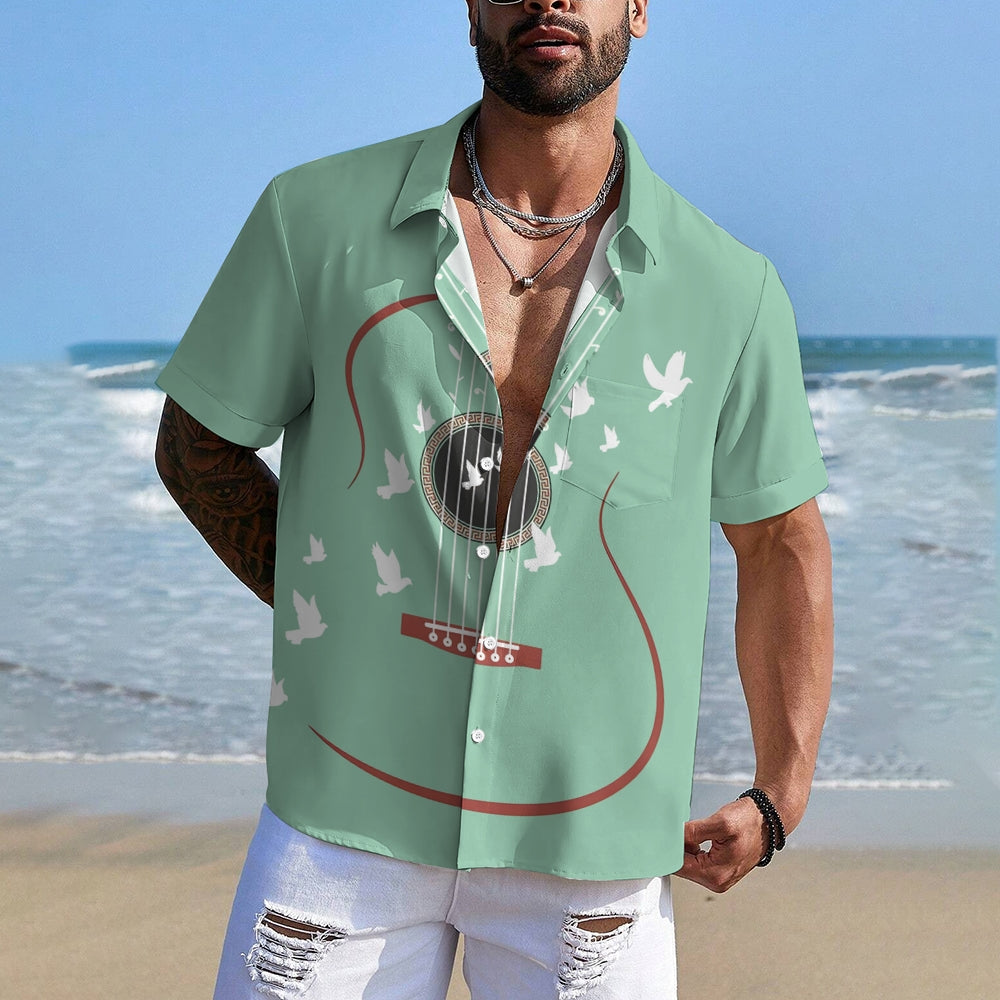 Guitar Pigeon Casual Short Sleeve Shirt 2501005311