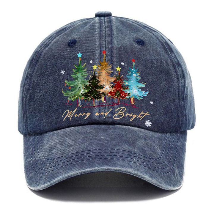 Unisex Vintage Casual Christmas Tree Washed Cap