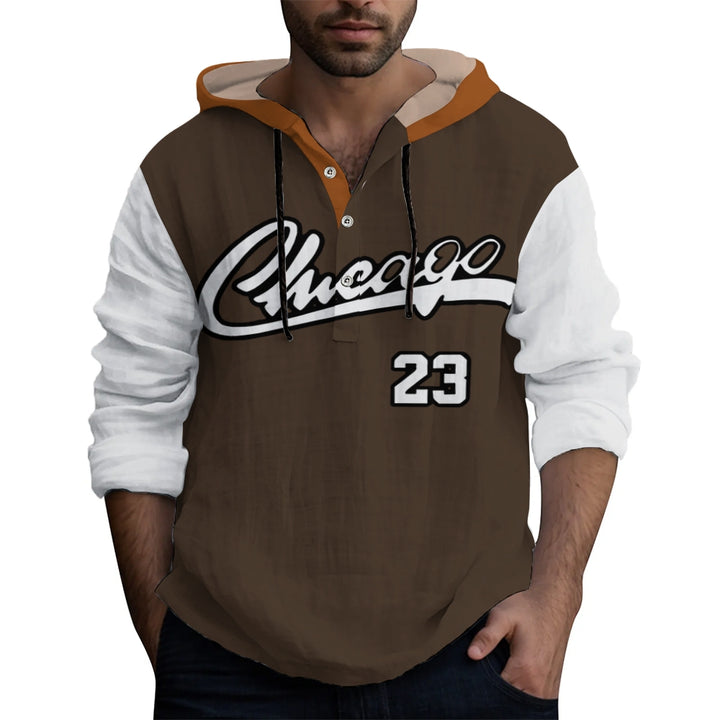 Men's Sportswear Colorful Chicago 23 Print Long Sleeve Hooded Shirt