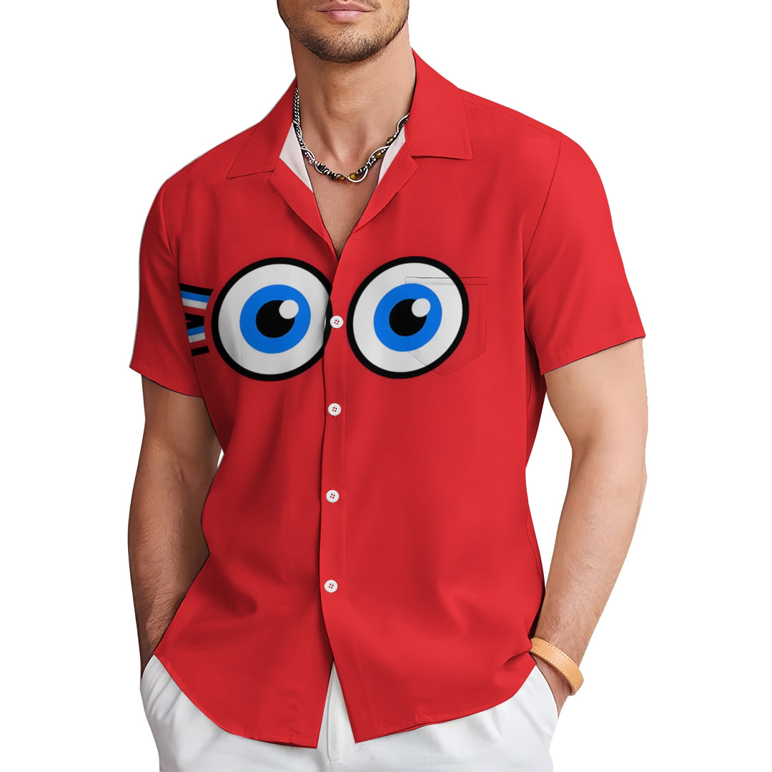 Men's Olympics Mascot Casual Short Sleeve Shirt 2404000473