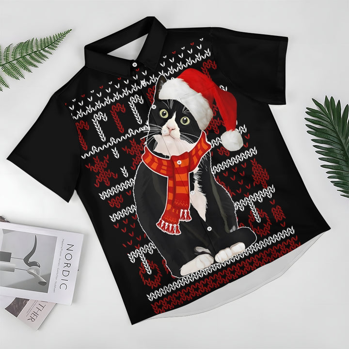Men's Christmas Cat Casual Short Sleeve Shirt 2410001528