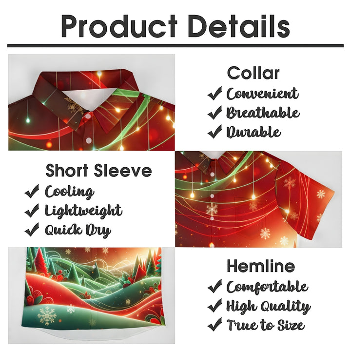 Christmas Landscape Decorative Print Casual Short Sleeve Shirt 2411011835