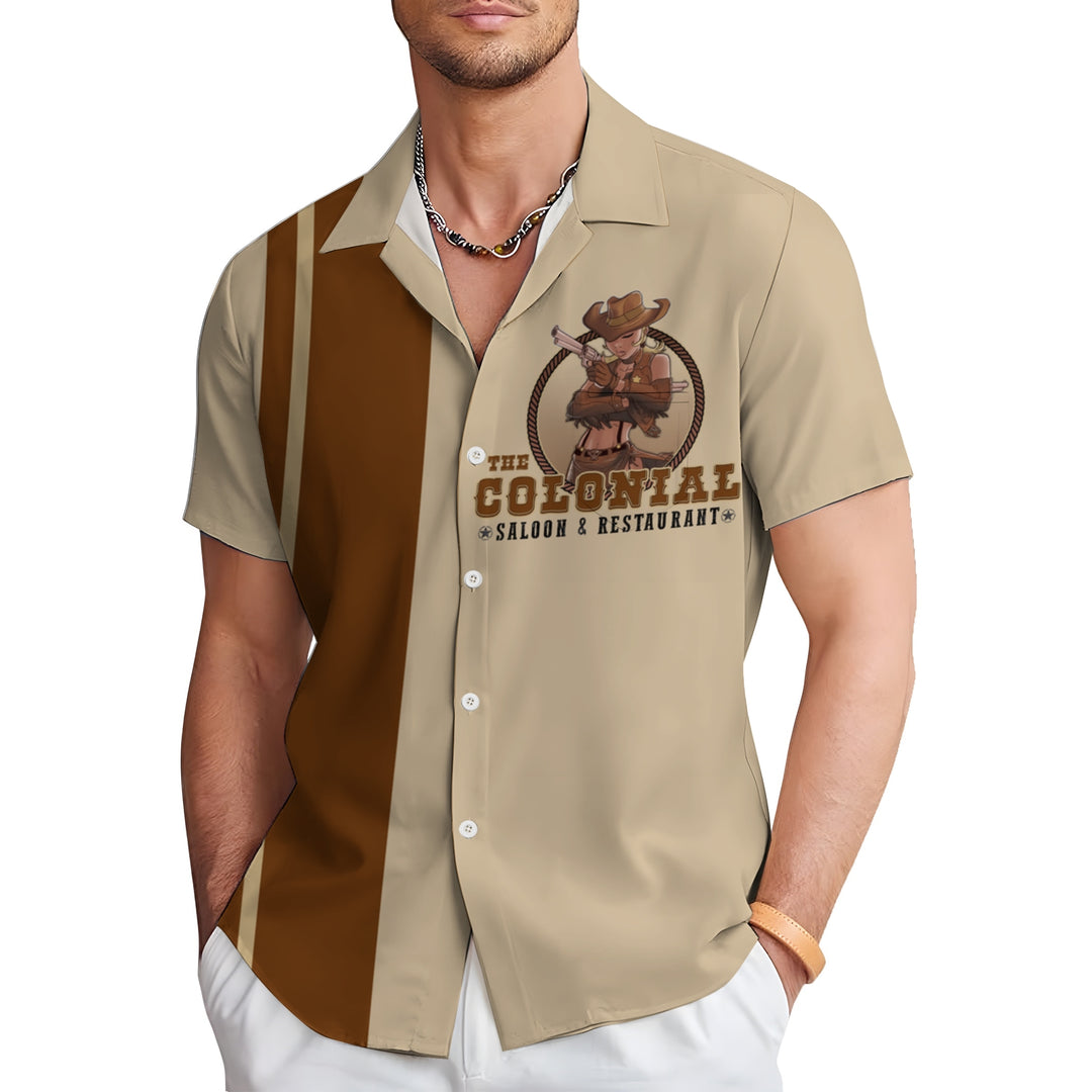 Men's 'The Colonial' Print Casual Short Sleeve Shirt 2404001507