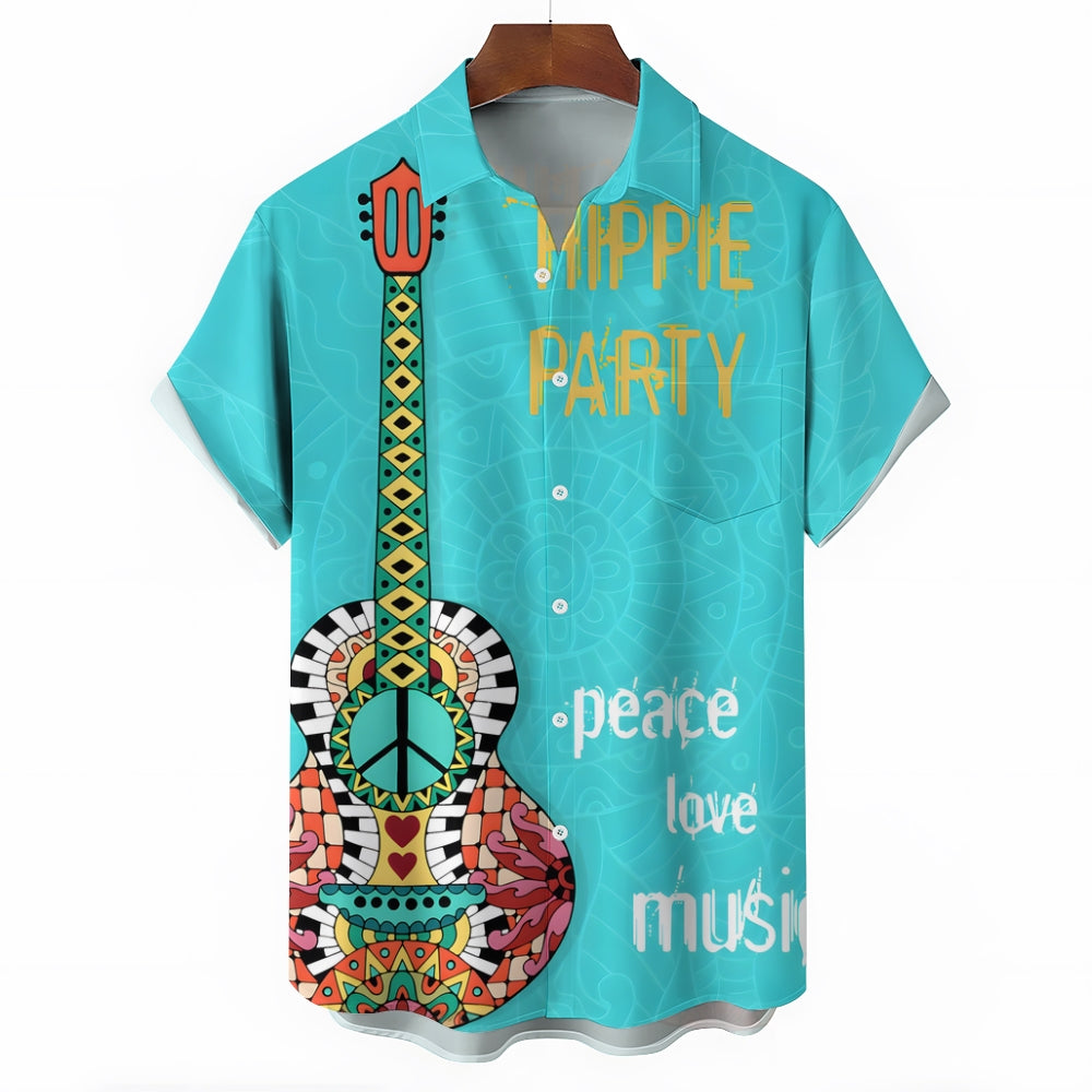 Love and Peace Guitar Short Sleeve Shirt 2501001817