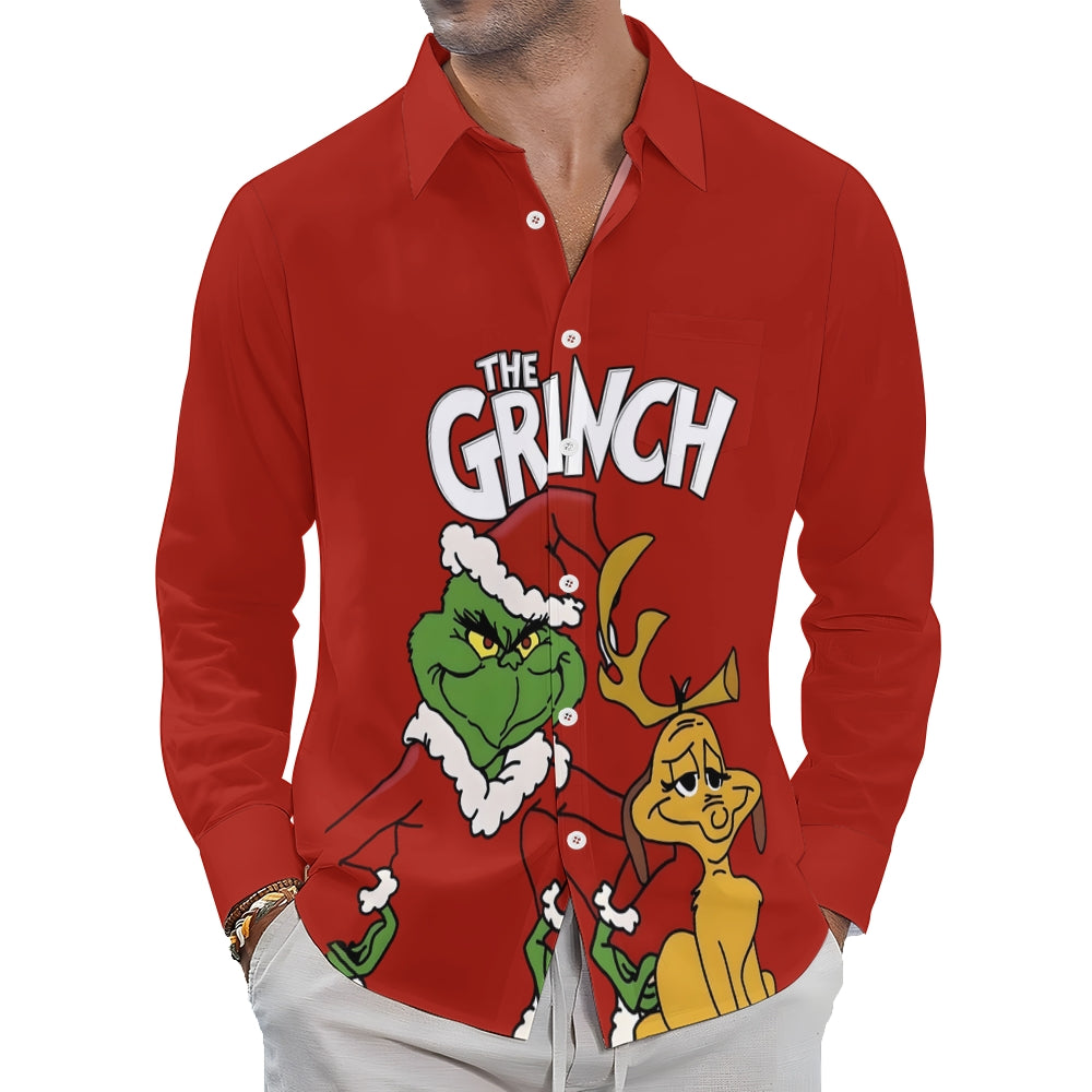 Cartoon Character Christmas Prints Long Sleeve Shirt