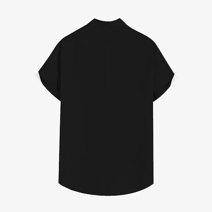 Cat Stripe Print Bowling Shirt Short Sleeve Shirt