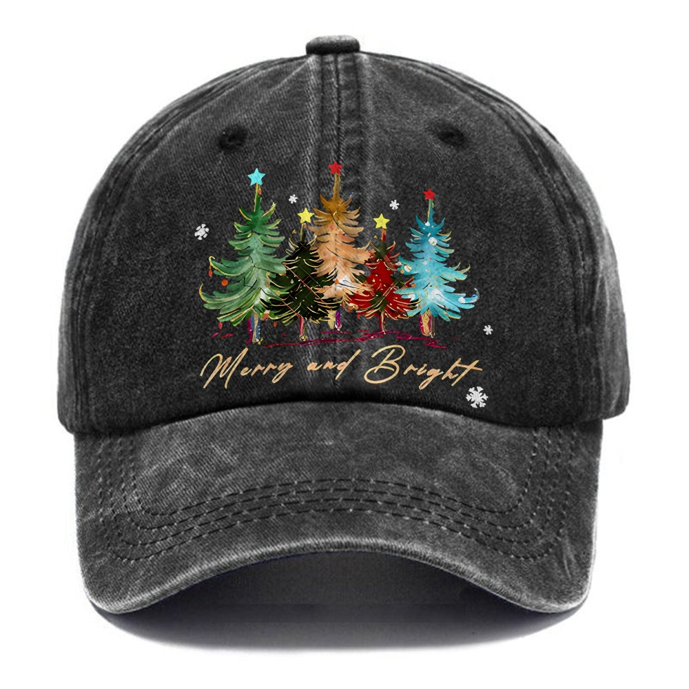 Unisex Vintage Casual Christmas Tree Washed Cap