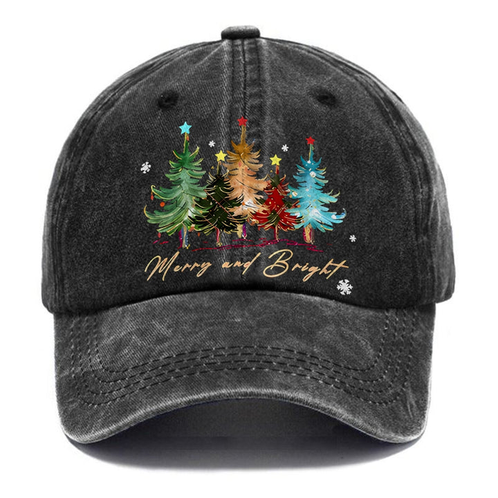 Unisex Vintage Casual Christmas Tree Washed Cap