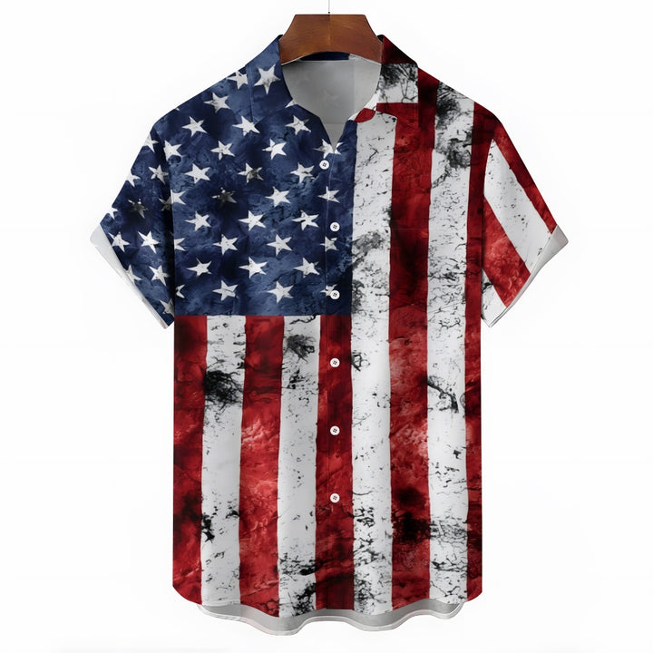 Men's Flag Patriotism Casual Short Sleeve Shirt 2404000238