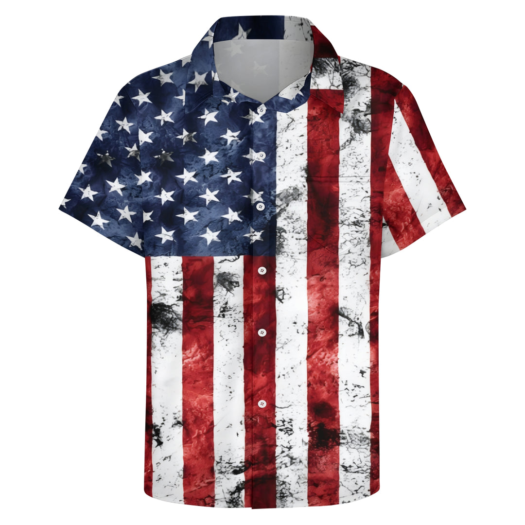 Men's Flag Patriotism Casual Short Sleeve Shirt 2404000238