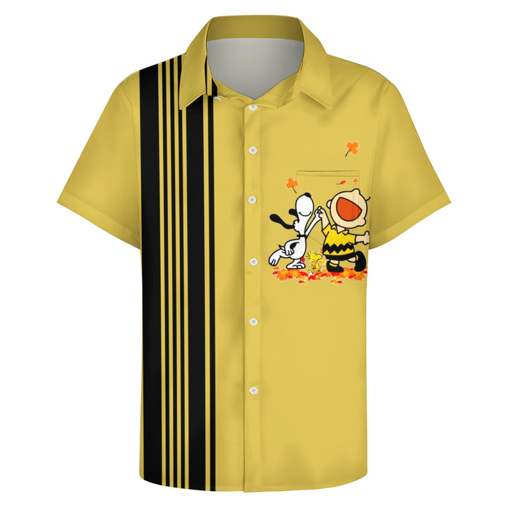 Men's Cartoon Character Holiday Print Casual Short Sleeve Shirt 2311000199