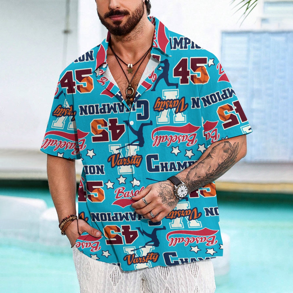 Baseball Print Casual Oversized Short Sleeve Shirt 2406003425