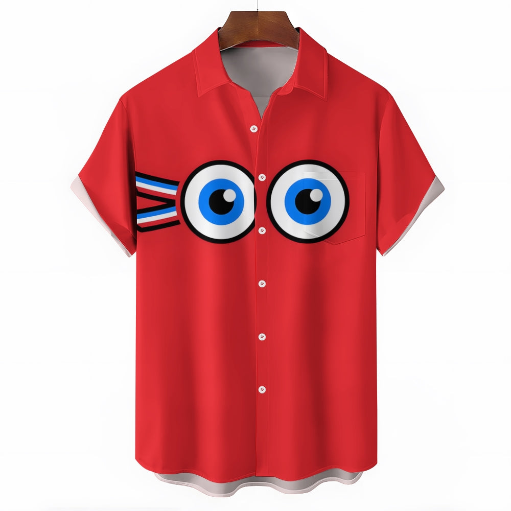 Men's Olympics Mascot Casual Short Sleeve Shirt 2404000473