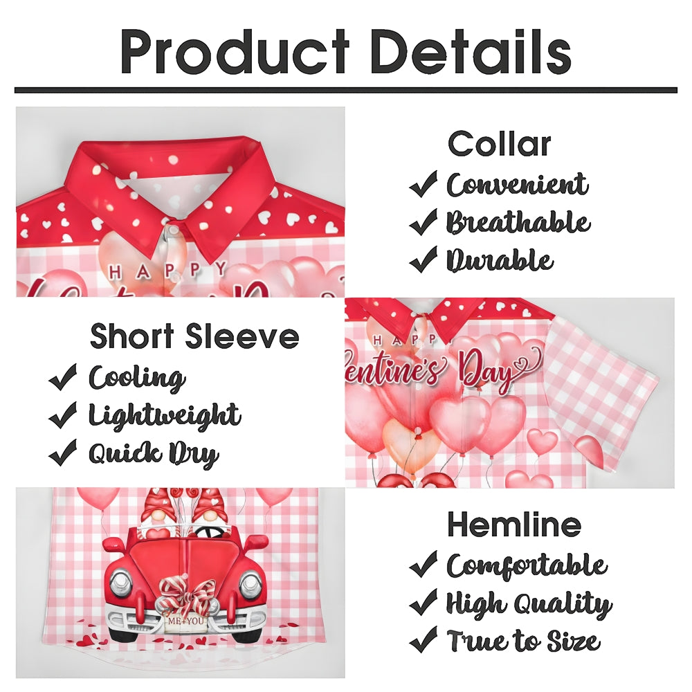 Happy Valentine's Day Casual Short Sleeve Shirt 2501001770