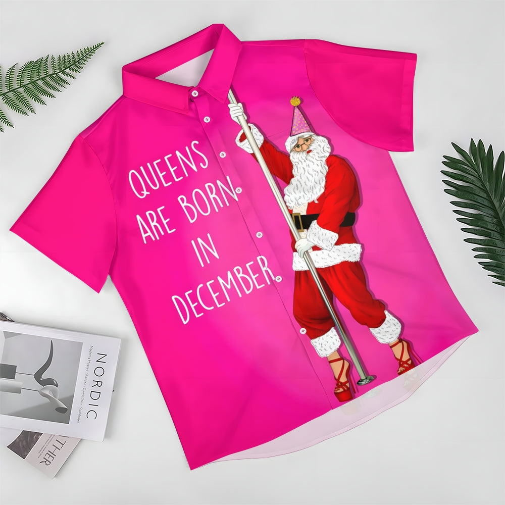 Men's Christmas Fun Santa Claus Print Short Sleeve Shirt 2411008763