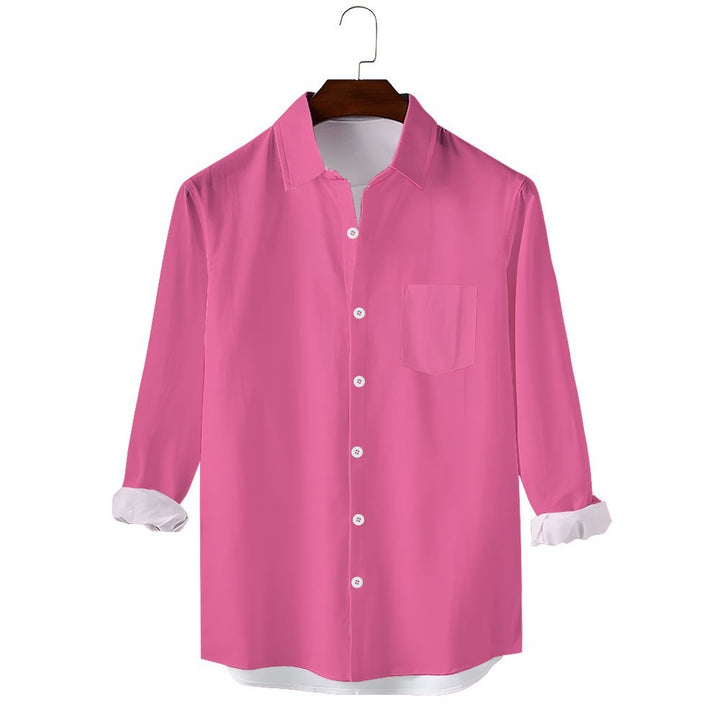 Men's Casual Solid Color Long Sleeve Shirt 2312000452