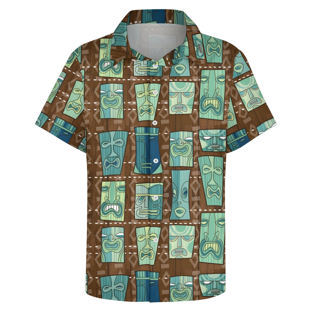 Men's TIKI Art Casual Short Sleeve Shirt 2403000911
