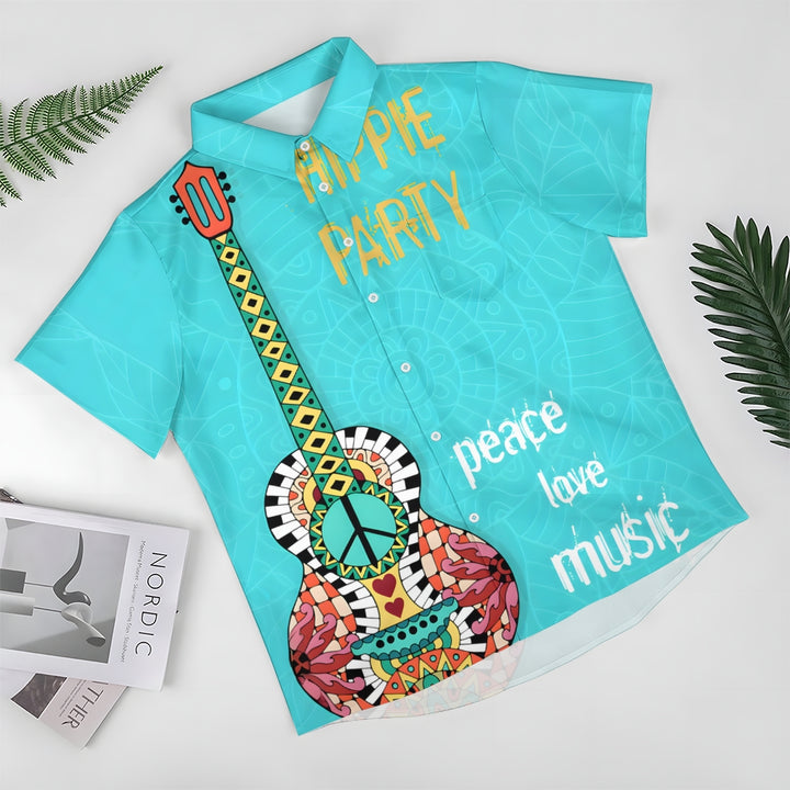 Love and Peace Guitar Short Sleeve Shirt 2501001817