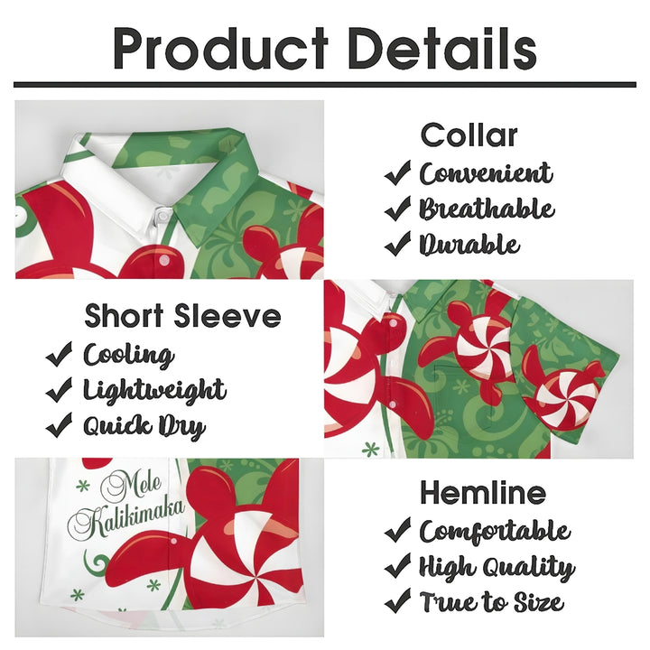 Merry Christmas Turtle Print Casual Short Sleeve Shirt 2412005919