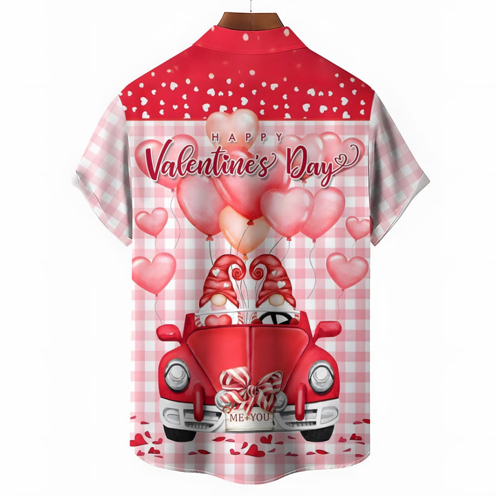Happy Valentine's Day Casual Short Sleeve Shirt 2501001770