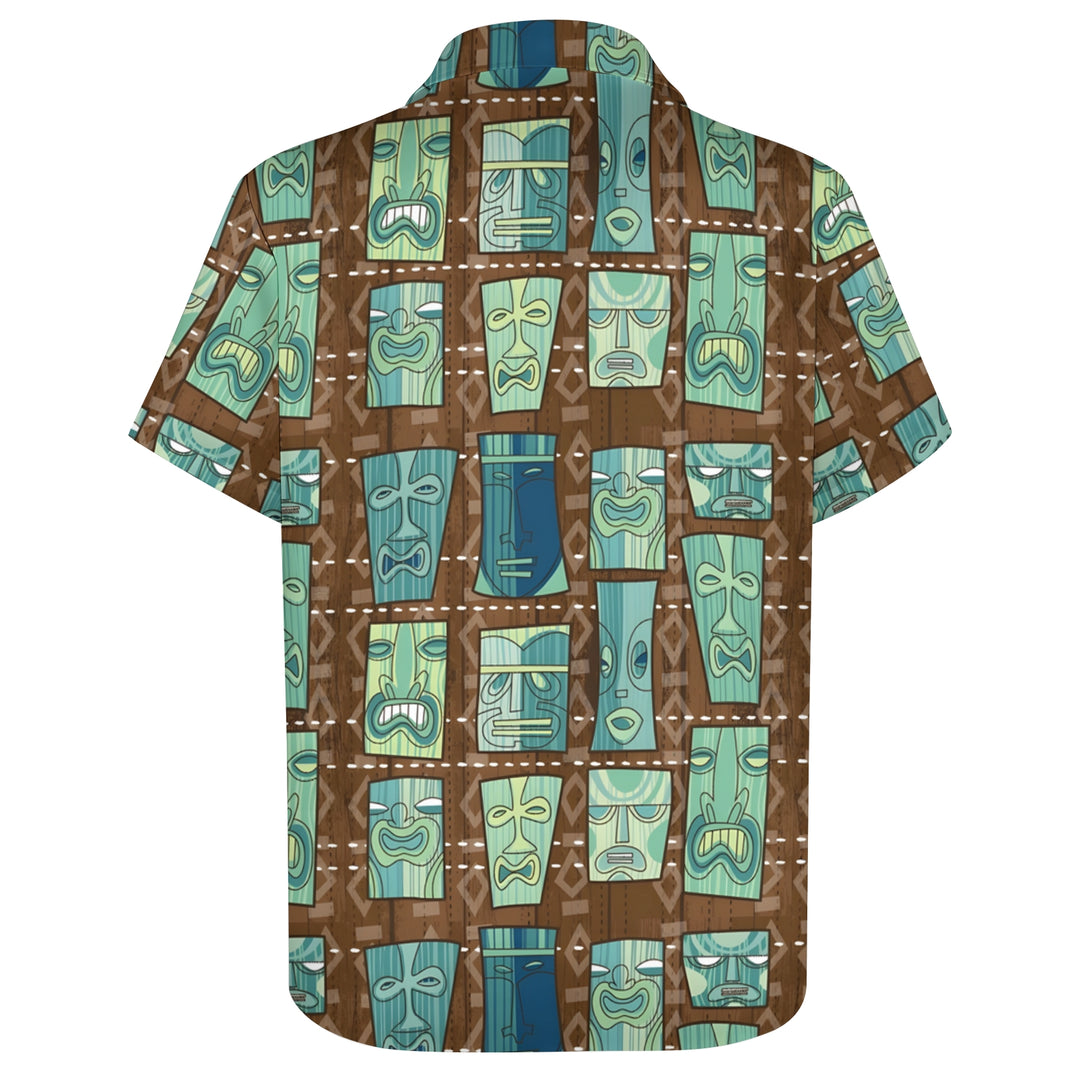 Men's TIKI Art Casual Short Sleeve Shirt 2403000911