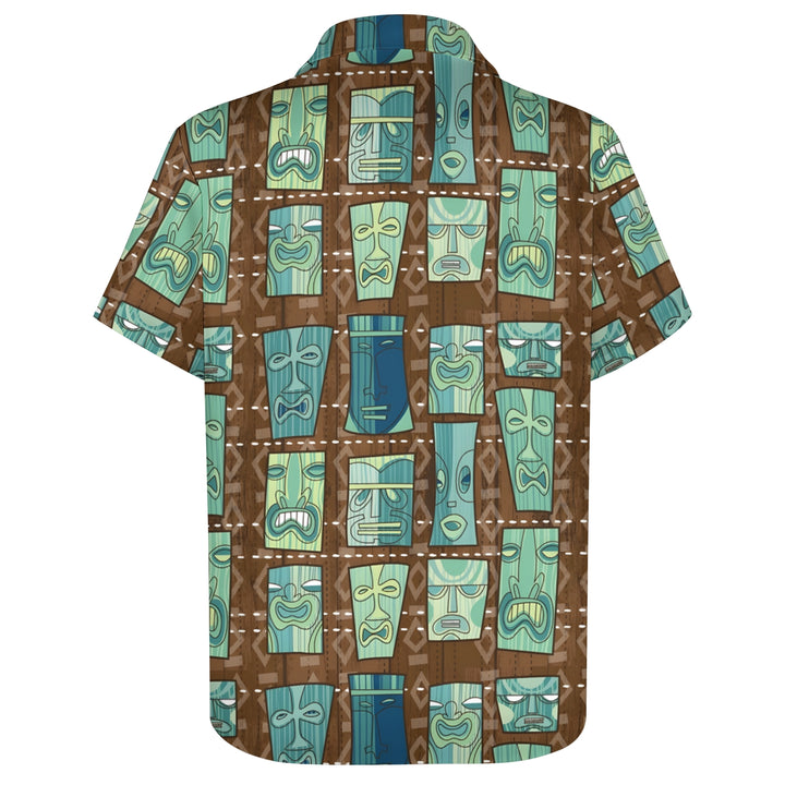 Men's TIKI Art Casual Short Sleeve Shirt 2403000911