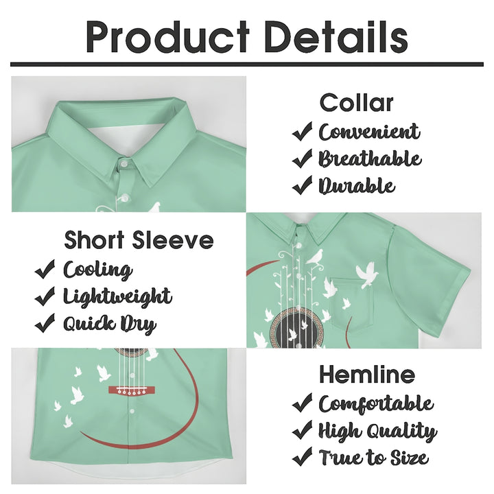Guitar Pigeon Casual Short Sleeve Shirt 2501005311