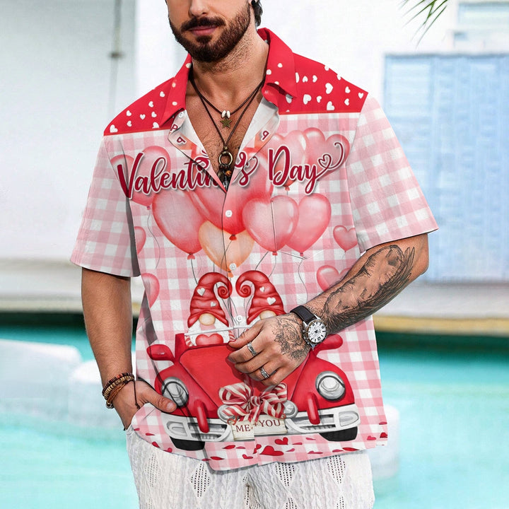 Happy Valentine's Day Casual Short Sleeve Shirt 2501001770