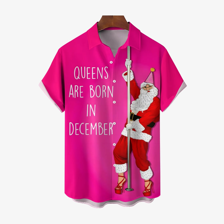 Men's Christmas Fun Santa Claus Print Short Sleeve Shirt 2411008763