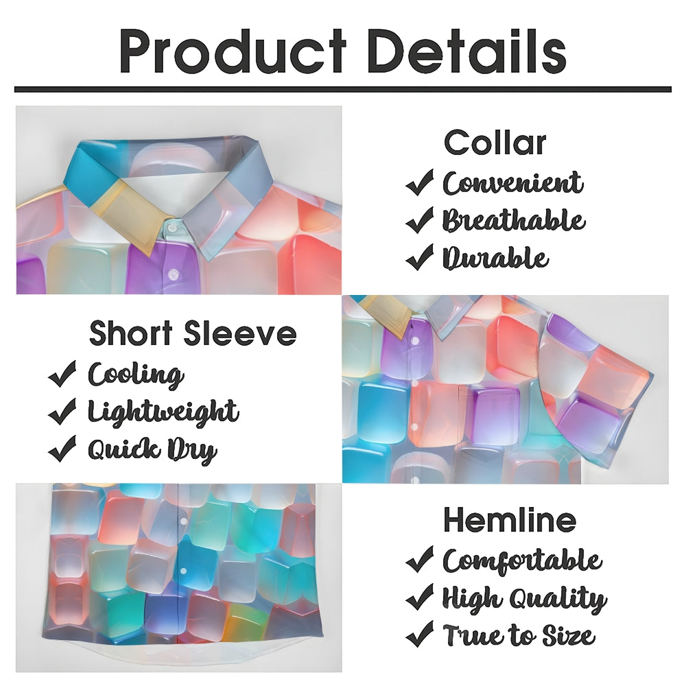 Colorful Ice Art Print Casual Short Sleeve Shirt 2411009992