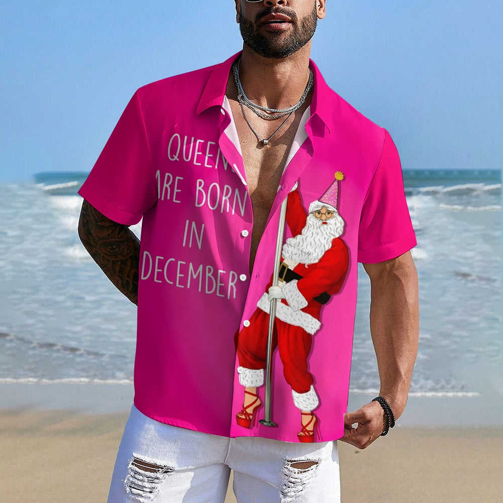 Men's Christmas Fun Santa Claus Print Short Sleeve Shirt 2411008763