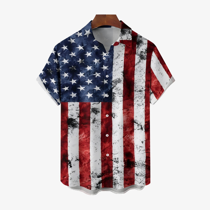 Men's Flag Patriotism Casual Short Sleeve Shirt 2404000238